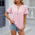 thumbnail image 2 of RKSTN Womens Tops 2024 Fashion Casual Short Sleeve V Neck Tops Loose Plus Size Solid Color Mesh Breathable Temperament Tops, 2 of 5