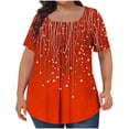 thumbnail image 2 of UPPADA Tuniques pour Femmes Grande Taille à Manches Courtes, Col Rond, Chemises Décontractées Douces, Blouse Boutonnée, Henley, Chemises Plissées, Tuniques Tendance, Rouge, G, 2 of 5