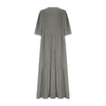 thumbnail image 3 of Pisexur Robes d'Été pour Femmes en Doux Lin-Coton Robes d'Été pour Femmes Décontractées à Col en V Manches 3/4 Robe Maxi Ample Confortable Fluide Robes pour Femmes Couleur Unie à Volants Boho Longues Robes P-2TG Gris, 3 of 5