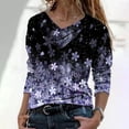 thumbnail image 2 of Pompotops T-shirt Décontracté à Manches Longues Imprimé Fleurs Printemps Automne Col en V pour Femmes Liquidation, 2 of 5
