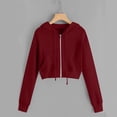 thumbnail image 2 of Timegard Zip up Hoodies for Women Plus Size Cropped Sweatshirts Long Sleeve Shirts Pullover Solid Color, 2 of 5