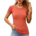 thumbnail image 1 of Hauts à Col Rond pour Femmes T-Shirt de Sport à Manches Courtes Haut de Course et de Mise en Forme Ajusté Respirant Tenue de Yoga, 1 of 9
