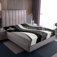 thumbnail image 4 of Erosebridal Grey Stripes Full Sheet Sets, Chic Butterfly Bedding Full Size, 4pcs, 4 of 7