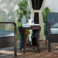 thumbnail image 2 of Outsunny 18" Wicker Outdoor Coffee Table, 2-Tier Patio Side Table, Brown, 2 of 10