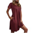 thumbnail image 1 of Ovzne Robes d'Été pour Femmes 2025 Robe pour Femme Chemise de Nuit pour Femmes avec Poches Chemises de Sommeil Manches Courtes Tenue de Nuit Chemise de Nuit à Plis devant Col Rond Robe de Nuit Robe d'Été Manches Courtes, 1 of 6
