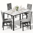 thumbnail image 3 of Stmoze Dining Table Set for 4, 5 Pieces Faux Marble Kitchen Table and Chairs Set, Rectangle Dining Table with 4 Velvet Dining Chairs, Space Saving Dining Room Set for Home, Apartment, White+Gray, 3 of 6