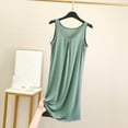 thumbnail image 3 of Wdfiry Nuisette pour Femmes en Modal Grande Taille Sans Manches Débardeur Robe de Nuit Couleur Unie Décontractée Froncée Longue Robe de Nuit Tenue d'Intérieur, 3 of 3