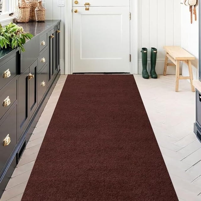 ANTPOP Runner Rug Outdoor Carpet Runners Hallway Non-Slip Rubberback Area Rugs Indoor Entrance Mat for Entryway Kitchen, 4'x4', Dark Brown
