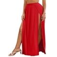 thumbnail image 2 of Womens Plus Size High Waist Waisted Double Split Long Maxi Skirts Beach Party Skirts, 2 of 6