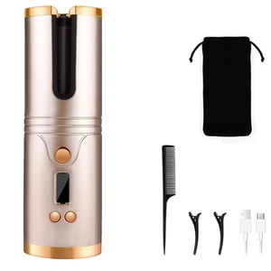 Hair Curler, Cordless Automatic Hair Curling Iron USB Rechargeable Portable Hair Curler Wand Fast Heating with Timer Setting and 6 Temperature Adjustable for Travel, Home Use