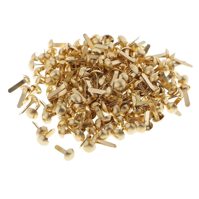 jifeng 100 Pack Metal Bunt Brads Pattern Clips DIY Mini Colorful Brads for Scrapbooking 4.5x8mm Golden