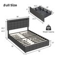 thumbnail image 3 of Gymax Full Upholstered Platform Bed with LED Headboard Charging Station Storage Drawer, 3 of 10