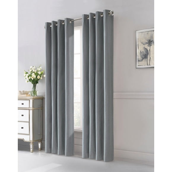 Peru 100% Total Blackout Grommet Curtain Panel Pair by Thermaplus - 52" x 108" in Blue