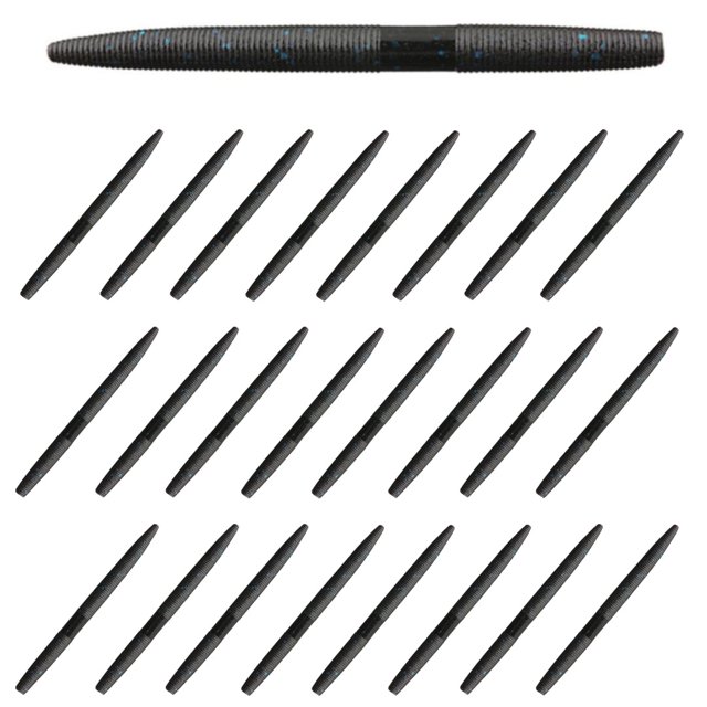 Reaction Tackle Wacky Worms / Soft Plastic Worm Stick Baits Black Blue Flake