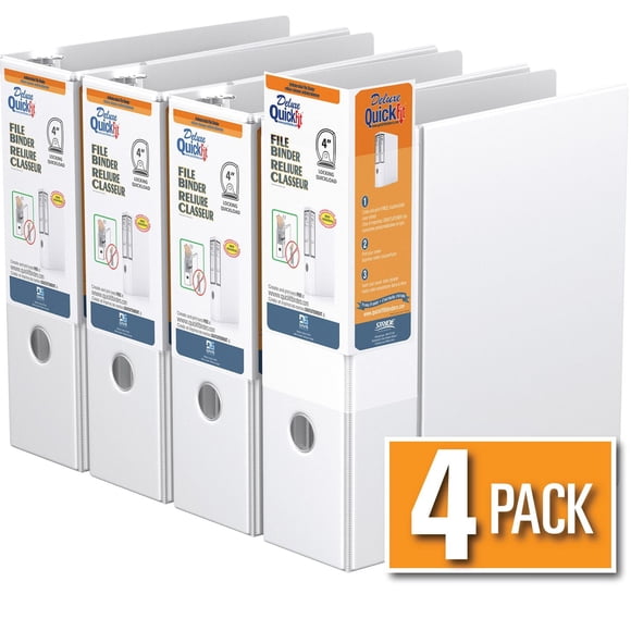 Reliure QuickFit robuste, 4 po, anneaux en D, paquet de 4