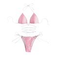 thumbnail image 3 of Qertyioot Women Bandeau Bandage Bikini Set Love Drawstring, 3 of 6