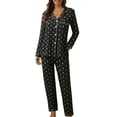 thumbnail image 1 of Kcodviy Pyjama Décontracté à Revers à Boutons pour Femmes, Court, à Pois, Imprimé, Deux Pièces, Pyjama d'Hiver pour Femmes, Pyjama à Manches Longues pour Femmes Grandes, Ensemble de Pyjama, 1 of 7
