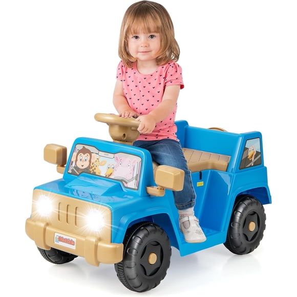 OLAKIDS Auto à Chevaucher, Véhicule Électrique 6 V pour Tout-Petits avec Lumières DEL, Pneu de Rangement, Klaxon, Chargeur, Quad Motorisé à Batterie, Jouets à Chevaucher pour Garçons et Filles de 18+ Mois