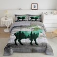 thumbnail image 2 of Goat Toddler Bedding Set, Wooden Plank Hunting Animals Soft Bed Set For Sofa, Green Trees Wildlife Rustic Breathable Down Comforter For Kids Teens, Mountains Safari Cozy Duvet Insert, 2 of 7