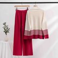 thumbnail image 4 of Yuyuzo Womens Ribble Knit 2 Piece Sets Long Sleeve Turtleneck Pullover Sweaters with Straight Leg Pants Suits, 4 of 7