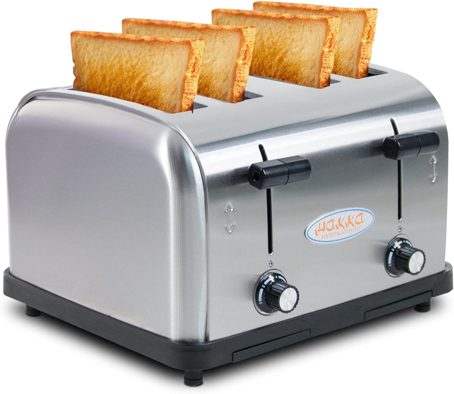 Hakka Toaster 4 Slice, Commercial Toaster Stainless Steel Toaster Heavy-Duty Toaster with Extra Wide 1 1/2" Slots with Auto Shut-off/Cancel Button & Removable Crumb Tray