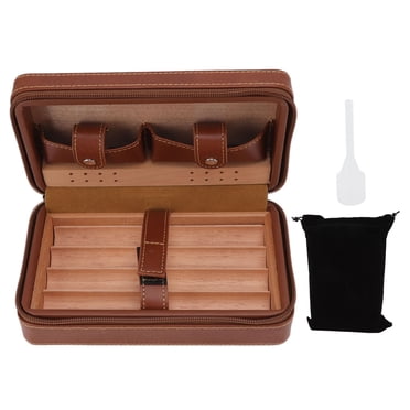Uadme Étui à cigares, étui à cigares, boîte à cigares de Voyage avec Doublure en Bois de cèdre Portable Marron avec Sac de Rangement et buse d'aspiration pour Le Voyage