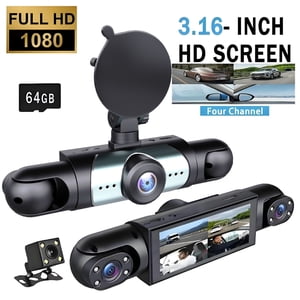 EGNMCR 4 Chaîne Dash Cam 1080P HD Caméra de sauvegarde de l'enregistreur de voiture quatre verres arrière gauche avec moniteur de stationnement Quad Dashcam pour voiture 64GB Produits de came de fin de course