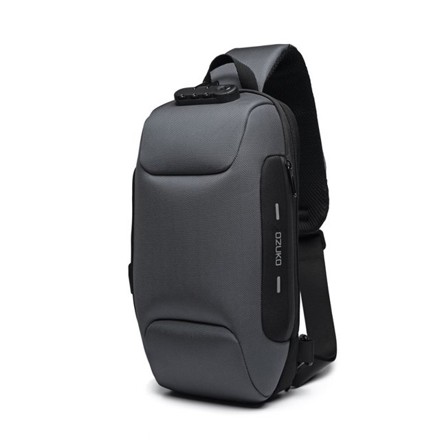 1pc OZUKO Men's Anti-Theft Chest Bag With Password Lock And USB Charging Port,