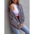 thumbnail image 3 of SEARIPE Veste en Denim Décontractée pour Femmes Ourlet Effiloché Déchirée Veste en Jean à Manches Longues avec Poches Rose m, 3 of 5