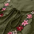 thumbnail image 5 of Soki 3/4 Length Sleeve Womens Boho Tops Cotton Linen Embroidered Shirts Plus Size Flowy Lace Tunic Peasant Blouses, 5 of 5