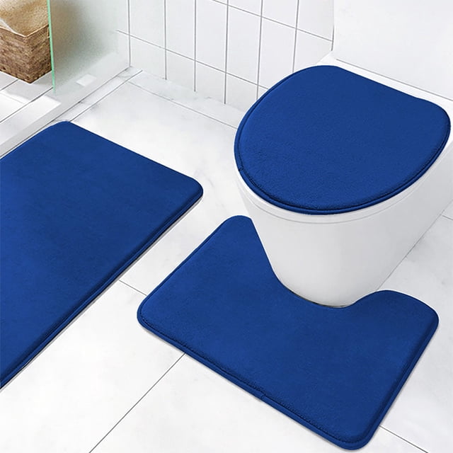 Boovnll Bathroom Rugs Set of 2, Super Absorbent Soft Solid Color Coral Velvet Toilet Mat, Bath Mat Non-Slip Backing Quickly Drying for Bathroom, Kitchen, Pool, Bath Mats for Bathroom