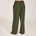 thumbnail image 2 of DPTALR Women Casual Solid Cotton Linen Drawstring Elastic Waist Long Wide Leg Pants, 2 of 7