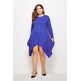 thumbnail image 2 of U.Vomade Women's Fall Plus Size Dress Solid Color Round Neck Long Sleeve Pocket Dress, 2 of 6