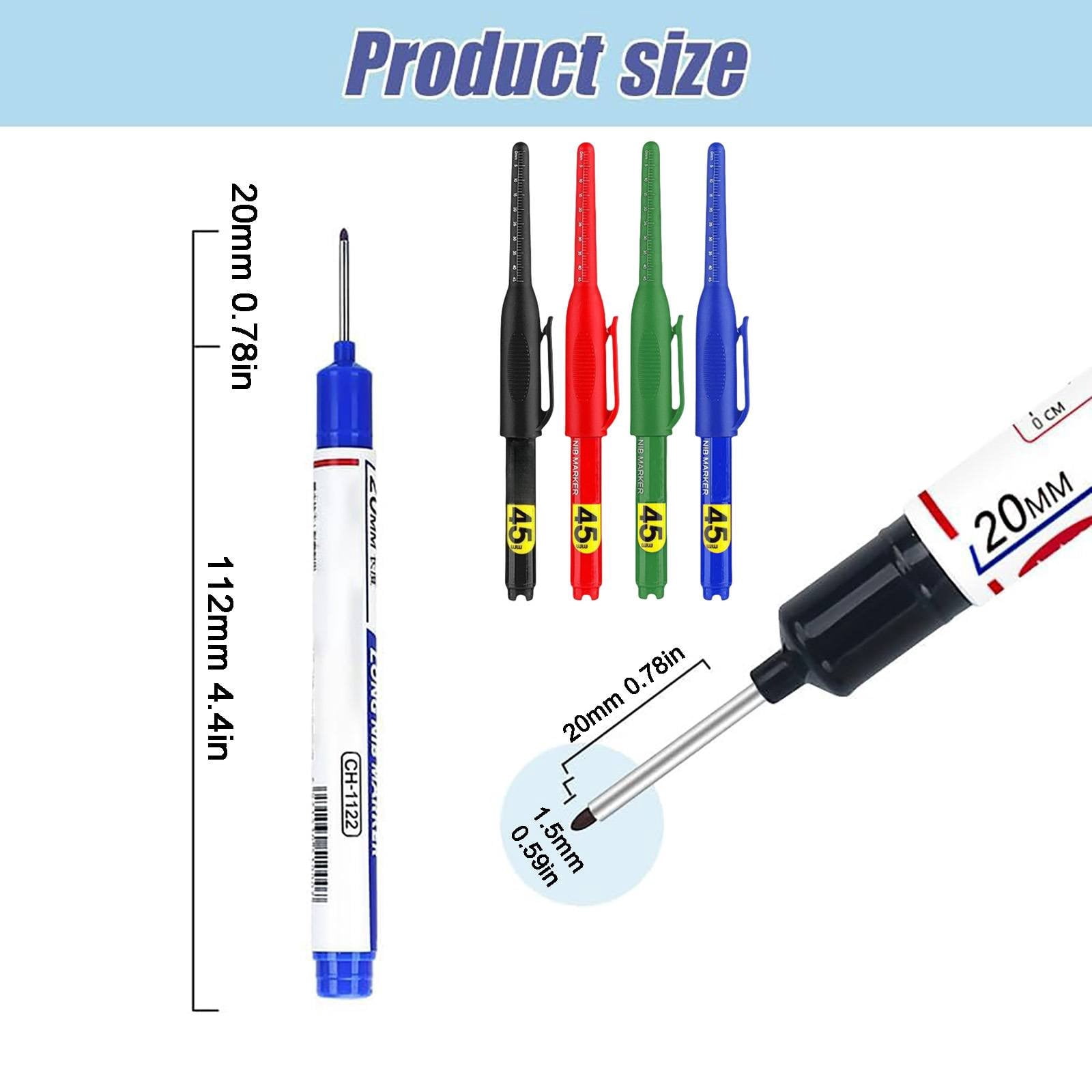 Long Head Deep Hole Marker Pens 20mm Deep Reach Markers Markers Carpenter Ink Marker Pens Construction Markers Marking Tool Metal Marking Pen Long Nose Marker 5ml