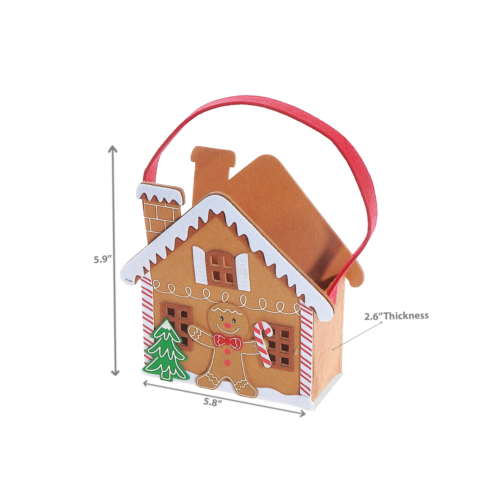 Felt Gingerbread House Basket (5.8") - Set of 2