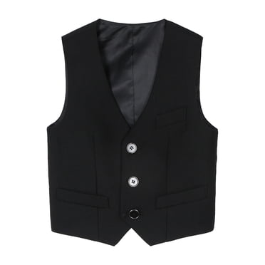 XASZHN Boy's 4 Button Formal Suit Vest Black_004 11-12 Years