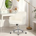 thumbnail image 3 of Costway Faux Fur Swivel Office Chair Adjustable Task Chair Fluffy Vanity Chair, 3 of 10