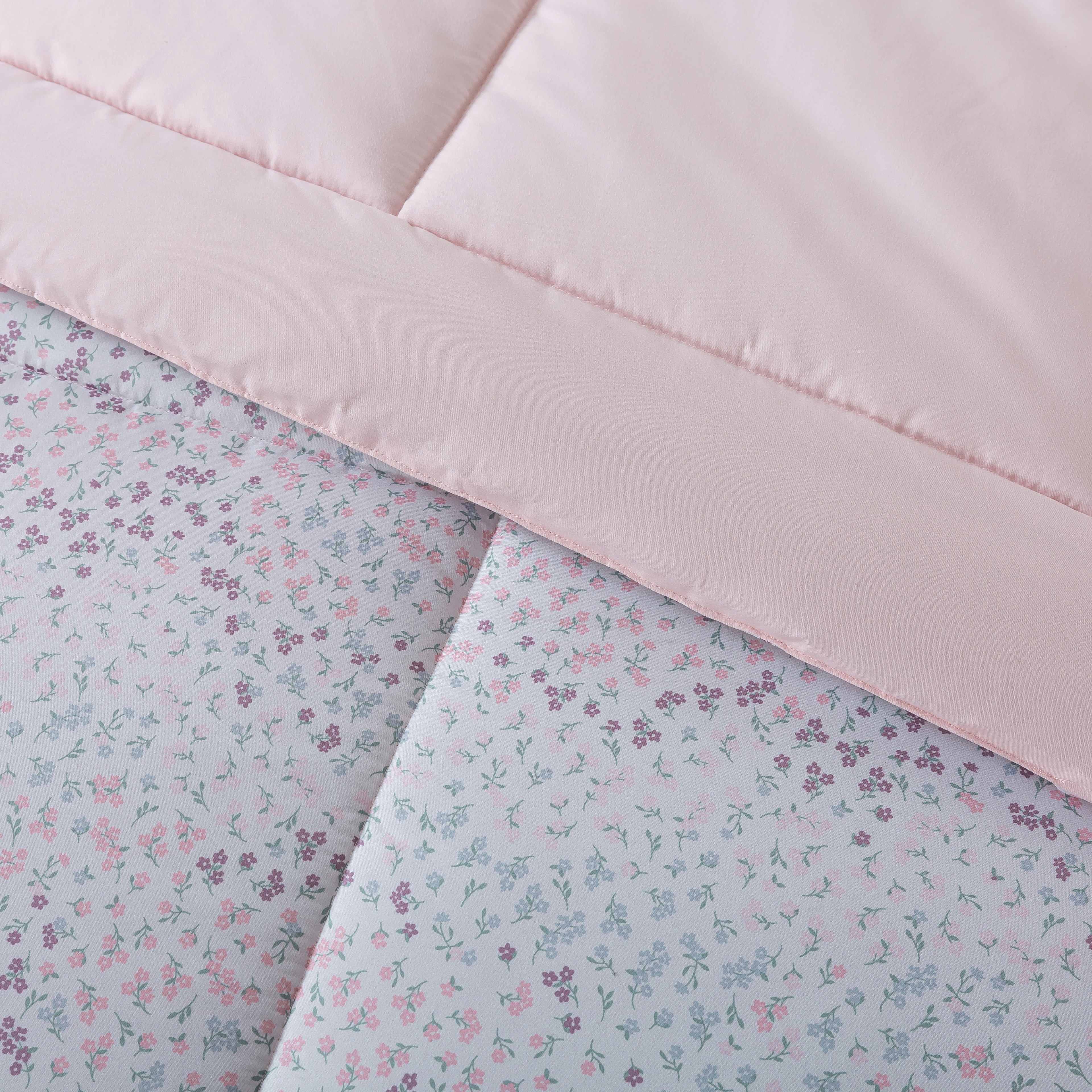 Mainstays – Ensemble de literie tout-en-un réversible avec couette et draps, 5 pièces, format simple très grand (Twin XL), rose blush