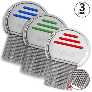 MEDca Peigne Anti-Poux, Lot de 3 Têtes, Retire les Oeufs, Peignes de Traitement, Taille Unique, 1 Po