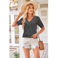 thumbnail image 2 of Arach&Cloz Women's V-Neck Short Sleeve Special Rib Knitted Pattern Casual Tops Sweater Spring Summer 2025, 2 of 5