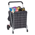 thumbnail image 1 of SKYSHALO Folding Shopping Cart, 200 lbs Max Load Capacity, Grocery Utility Cart with Rolling Swivel Wheels and Bag, Heavy Duty Foldable Laundry Basket Trolley Compact Lightweight Collapsible, Silver, 1 of 9