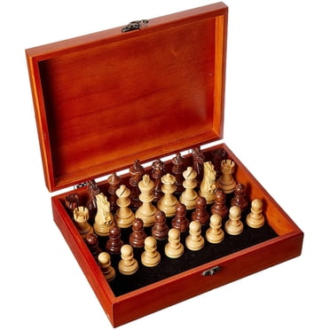 WE Games Pièces d'Échecs en Bois Pondérées & Boîte au Trésor en Bois