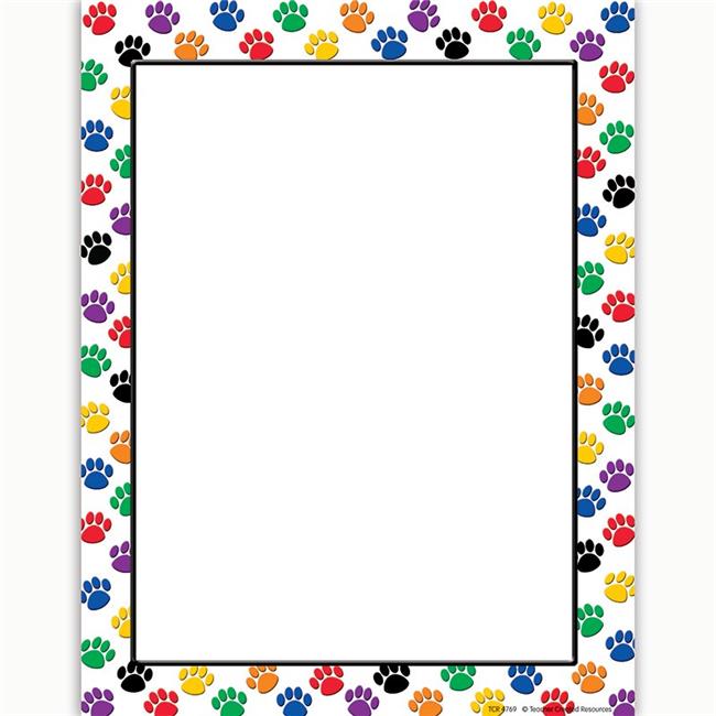 Colorful Paw Prints Computer Paper - Pack of 6