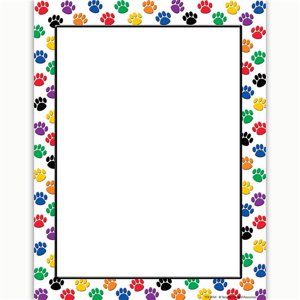 Colorful Paw Prints Computer Paper - Pack of 6