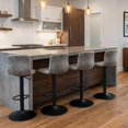 thumbnail image 1 of Bar Stools Set of 4, Height Adjustable Swivel Barstools, Bar Chairs with Backs & Metal Footrest for Home Kitchen, Barstools for Kitchen Dining Reception, PU Leather, Gray, 1 of 6