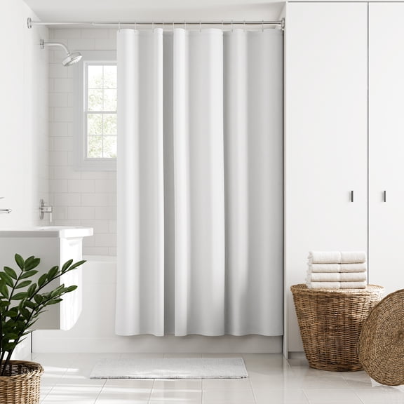 Mainstays Water-Repellent Fabric Shower Liner, 70" x 71", White