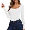 thumbnail image 4 of Womens Long Sleeve Tops 2026 Fall Winter Basic Square Neck Fitted Breathable Undershirt T Shirt, 4 of 7