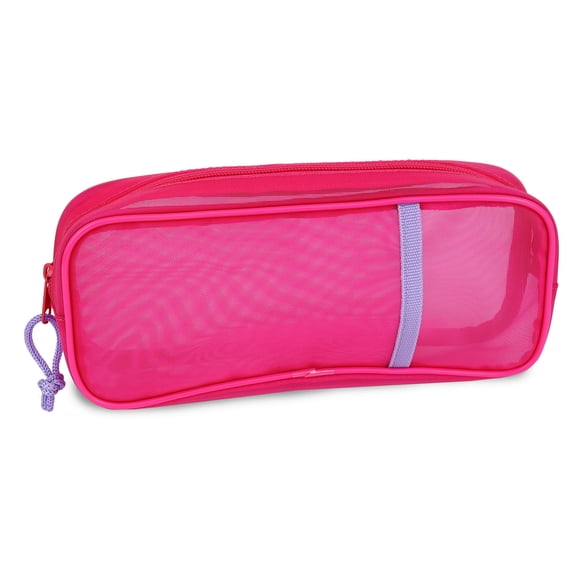 Pen+Gear Étui à crayons sport en maille à 2 compartiments, Nylon rose, le collège et l’école secondaire