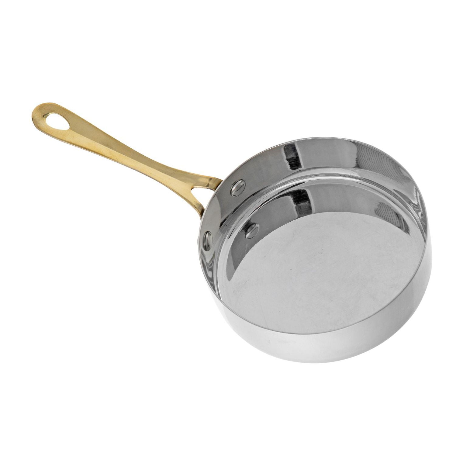 IH Casa Decor En Acier Inoxydable Mini Poêle Avec Poignée En Laiton 400 Ml - Ensemble De 2