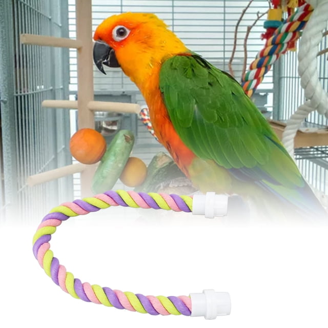 Colorful And Bendable Bird Rope Perch Cotton Rope ParakeetsStand Toy Ideal For Cockatiels Lovebirds And Budgies Provide Comfortable Perching And Exercise For Your Birds